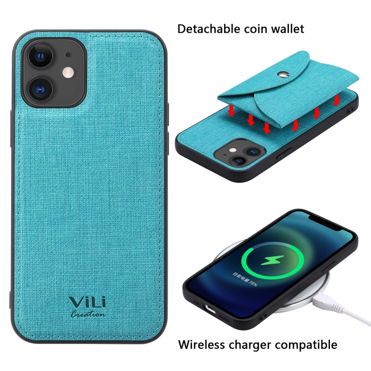 For iPhone 12 Pro ViLi T Series TPU + PU Woven Fabric Magnetic Protective Case with Wallet(Blue) - HoMEdemic™ 