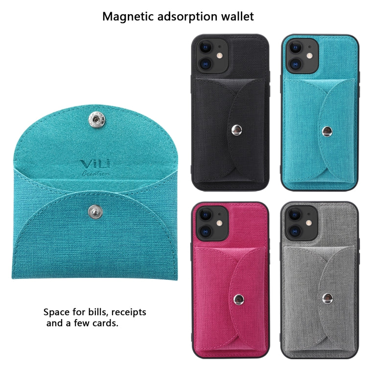 For iPhone 12 Pro ViLi T Series TPU + PU Woven Fabric Magnetic Protective Case with Wallet(Blue) - HoMEdemic™ 