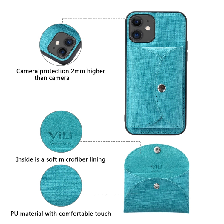 For iPhone 12 Pro ViLi T Series TPU + PU Woven Fabric Magnetic Protective Case with Wallet(Blue) - HoMEdemic™ 