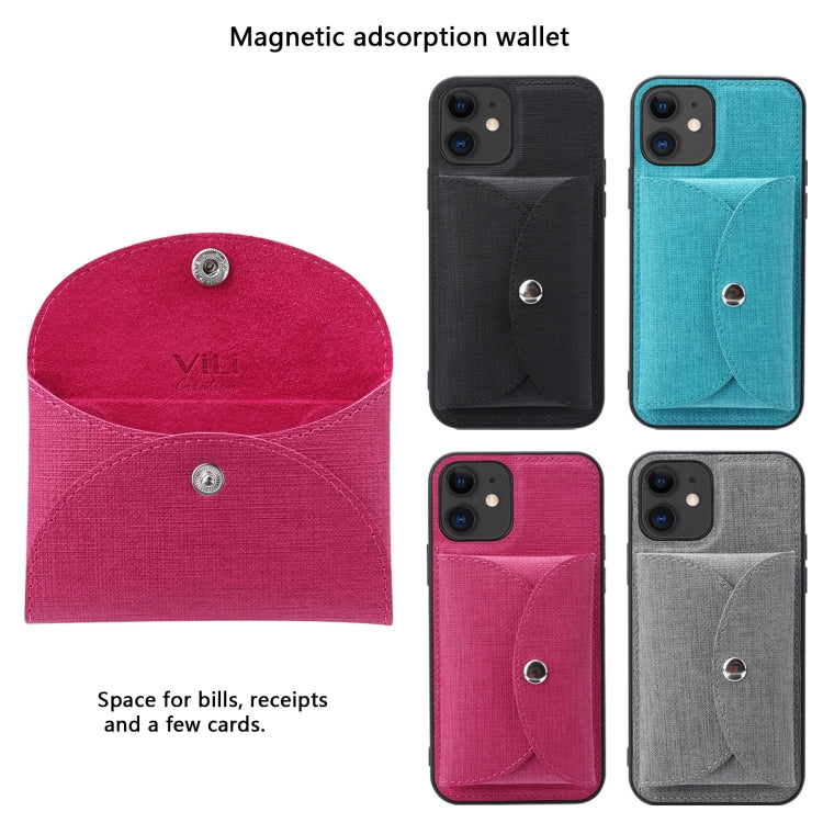For iPhone 12 Pro ViLi T Series TPU + PU Woven Fabric Magnetic Protective Case with Wallet(Rose Red) - HoMEdemic™ 