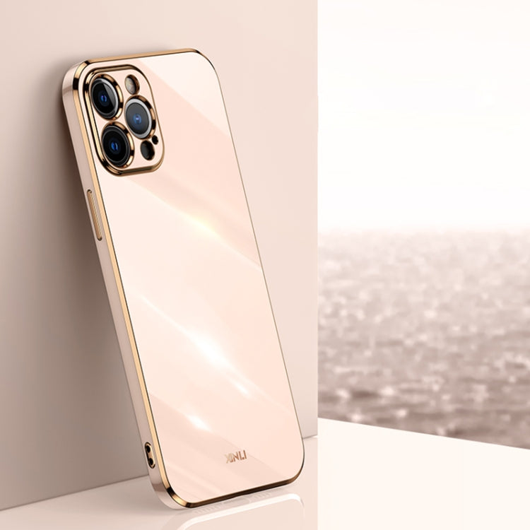 For iPhone 12 Pro XINLI Straight Edge 6D Electroplate TPU Phone Case(Pink) - HoMEdemic™ 