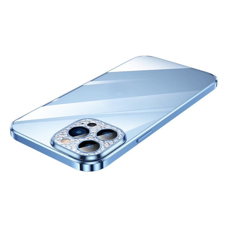 For iPhone 12 SULADA Diamond Lens Protector Plated Frosted Case(Sierra Blue) - HoMEdemic™ 