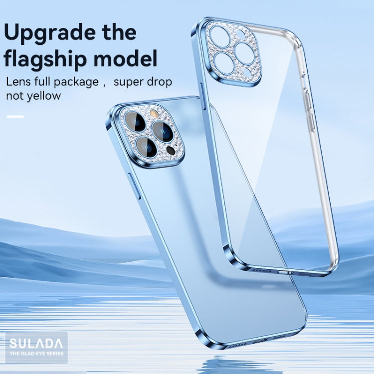 For iPhone 12 SULADA Diamond Lens Protector Plated Frosted Case(Sierra Blue) - HoMEdemic™ 