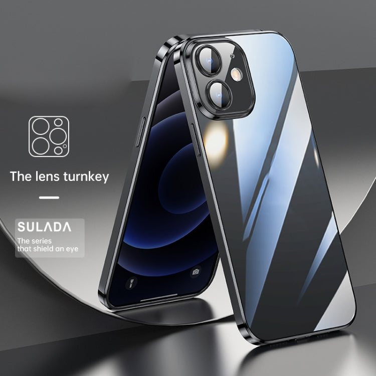 For iPhone 12 SULADA Lens Protector Plated Clear Case(Black) - HoMEdemic™ 