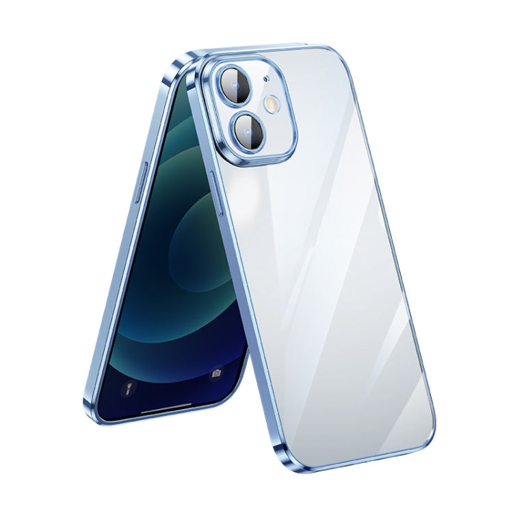 For iPhone 12 SULADA Lens Protector Plated Clear Case(Sierra Blue) - HoMEdemic™ 