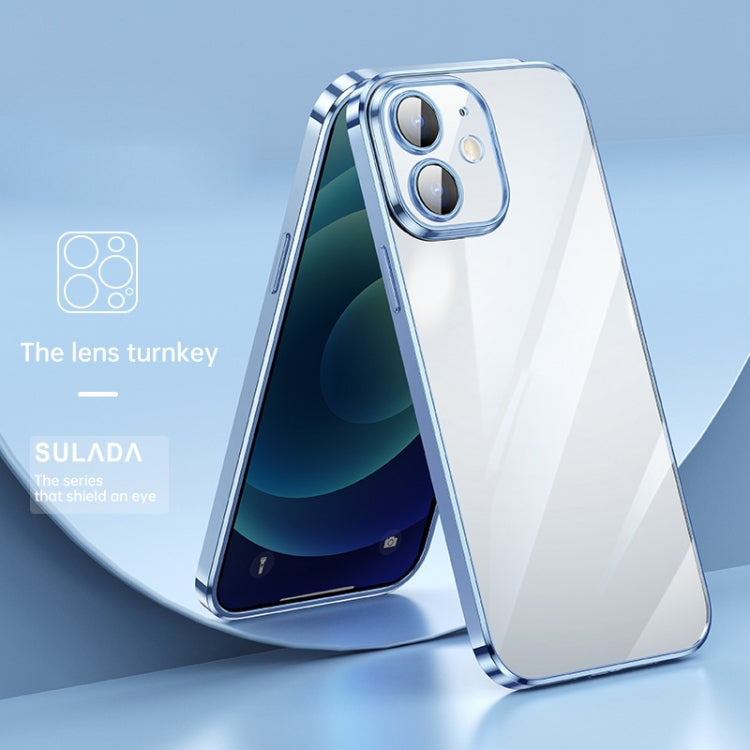 For iPhone 12 SULADA Lens Protector Plated Clear Case(Sierra Blue) - HoMEdemic™ 