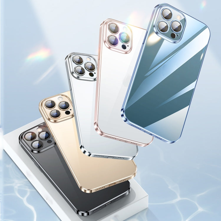For iPhone 12 SULADA Lens Protector Plated Clear Case(Sierra Blue) - HoMEdemic™ 