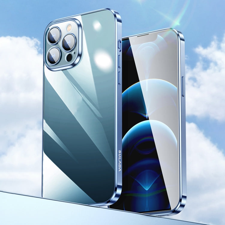 For iPhone 12 SULADA Lens Protector Plated Clear Case(Sierra Blue) - HoMEdemic™ 