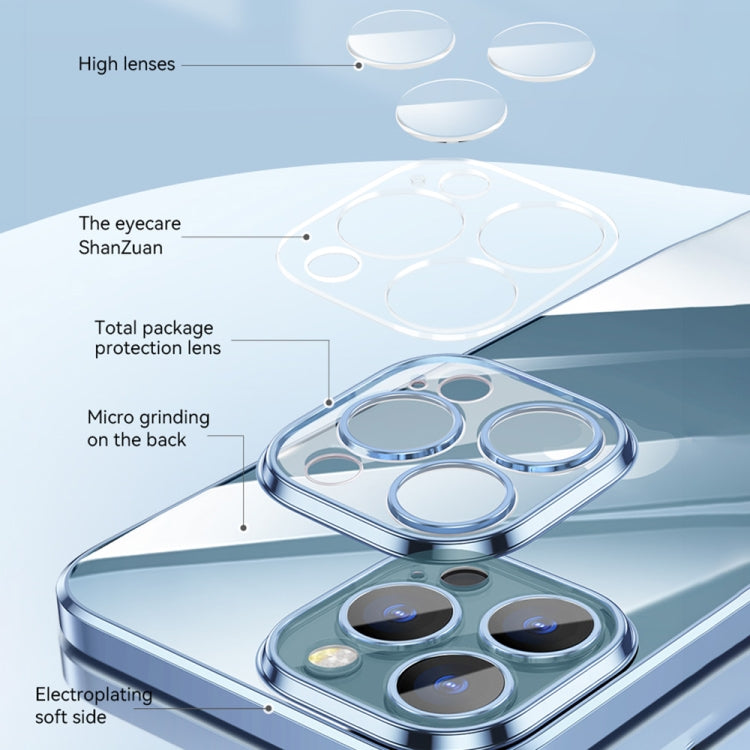 For iPhone 12 SULADA Lens Protector Plated Clear Case(Sierra Blue) - HoMEdemic™ 