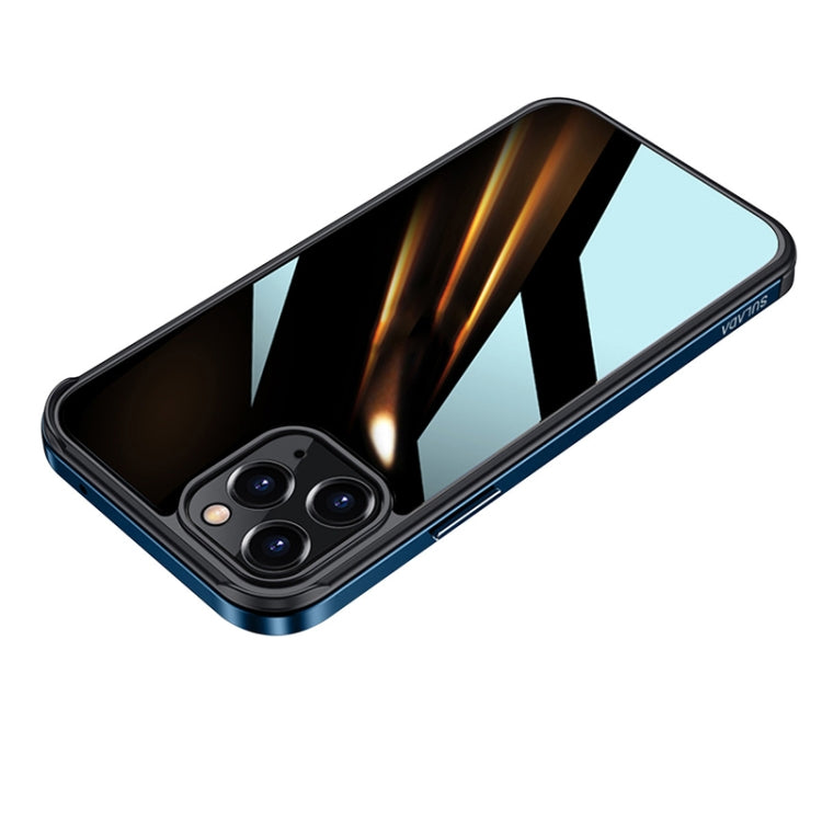 For iPhone 12 SULADA Shockproof Aviation Aluminum Metal Frame + Nano Glass + TPU Protective Case(Dark Blue) - HoMEdemic™ 