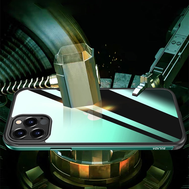 For iPhone 12 SULADA Shockproof Aviation Aluminum Metal Frame + Nano Glass + TPU Protective Case(Dark Blue) - HoMEdemic™ 