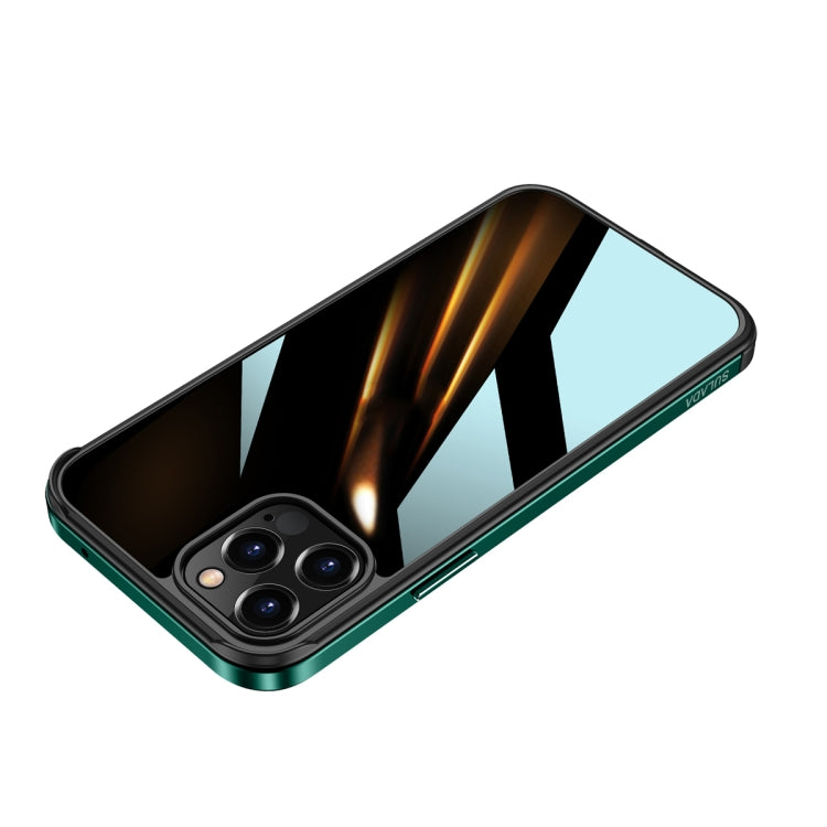 For iPhone 12 SULADA Shockproof Aviation Aluminum Metal Frame + Nano Glass + TPU Protective Case(Dark Night Green) - HoMEdemic™ 