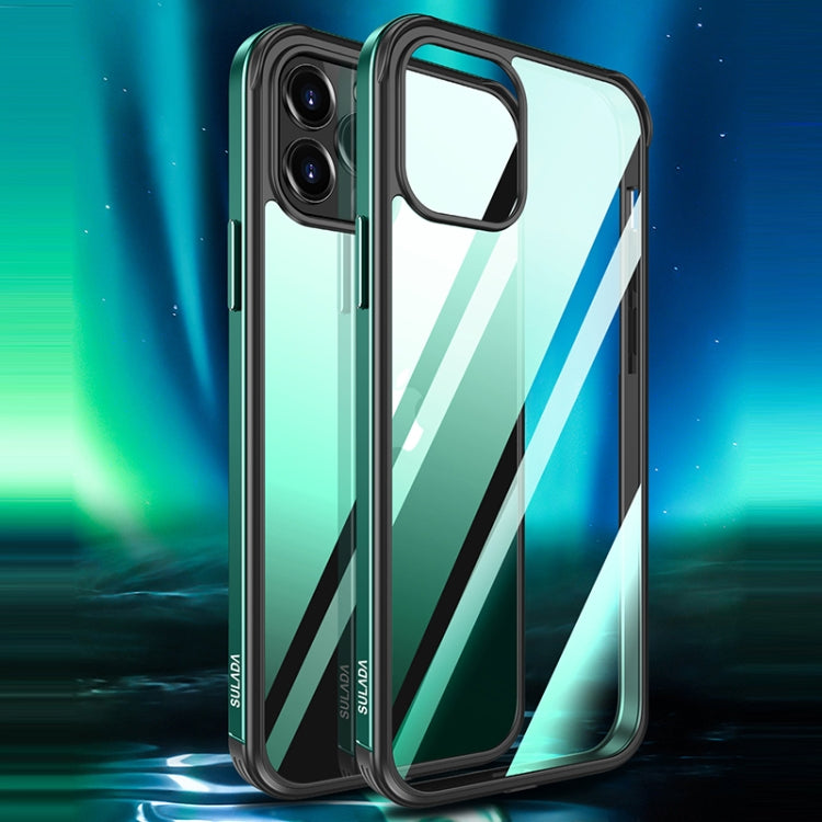 For iPhone 12 SULADA Shockproof Aviation Aluminum Metal Frame + Nano Glass + TPU Protective Case(Dark Night Green) - HoMEdemic™ 