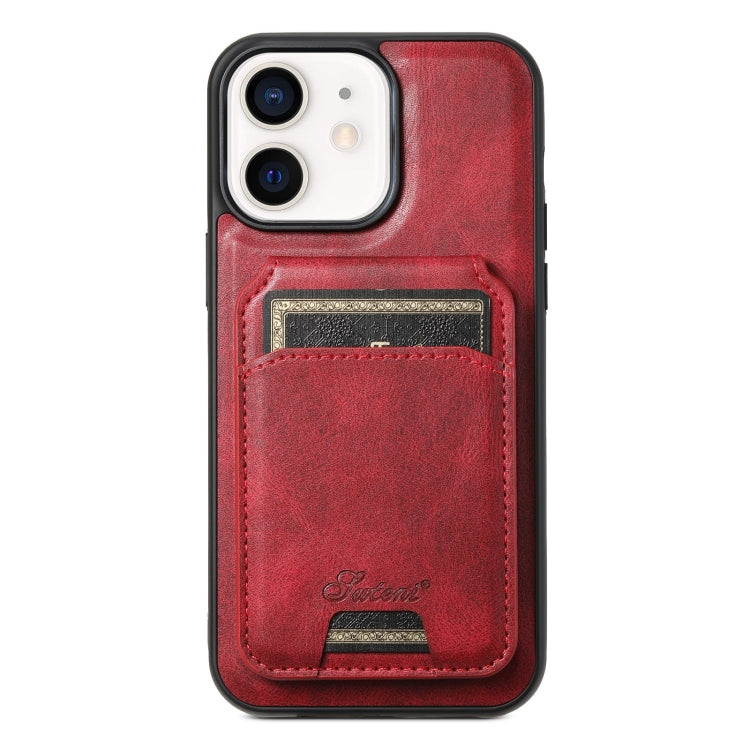 For iPhone 12  Suteni H15 MagSafe Oil Eax Leather Detachable Wallet Back Phone Case(Red) - HoMEdemic™ 