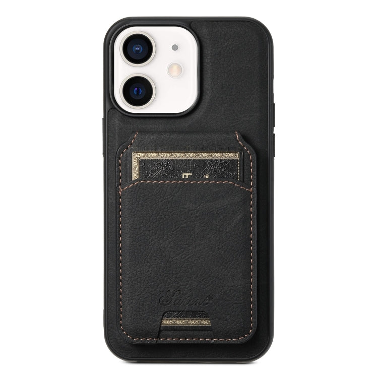 For iPhone 12  Suteni H16 Litchi Texture Leather Detachable Wallet Back Phone Case(Black) - HoMEdemic™ 