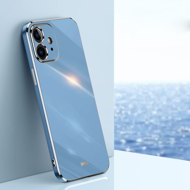 For iPhone 12 XINLI Straight Edge 6D Electroplate TPU Phone Case(Celestial Blue) - HoMEdemic™ 