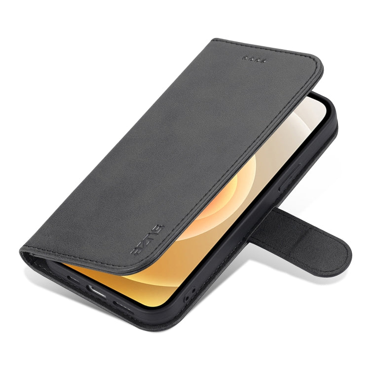 For iPhone 12 mini AZNS Skin Feel Calf Texture Horizontal Flip Leather Case with Card Slots & Holder & Wallet(Black) - HoMEdemic™ 