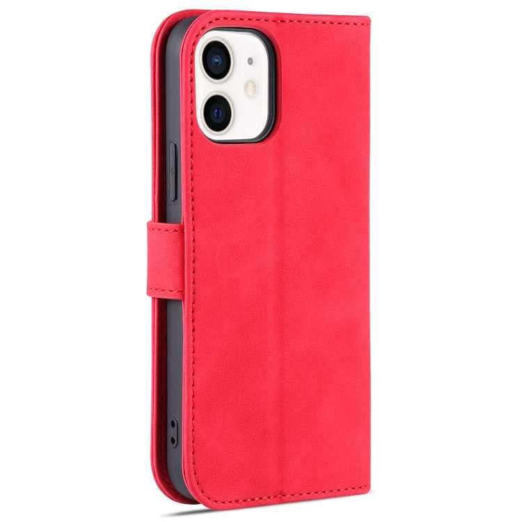 For iPhone 12 mini AZNS Skin Feel Calf Texture Horizontal Flip Leather Case with Card Slots & Holder & Wallet(Red) - HoMEdemic™ 