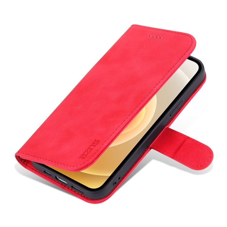For iPhone 12 mini AZNS Skin Feel Calf Texture Horizontal Flip Leather Case with Card Slots & Holder & Wallet(Red) - HoMEdemic™ 