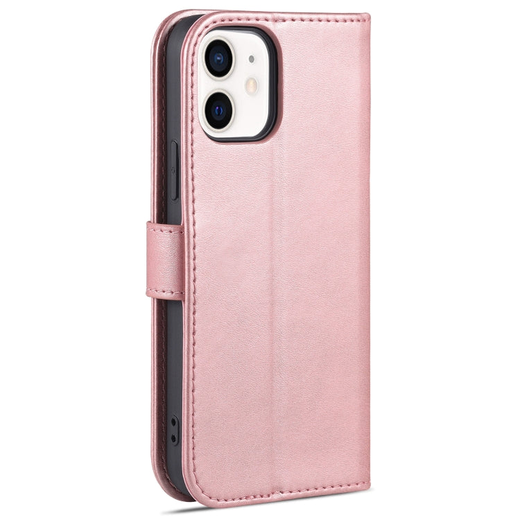 For iPhone 12 mini AZNS Skin Feel Calf Texture Horizontal Flip Leather Case with Card Slots & Holder & Wallet(Rose Gold) - HoMEdemic™ 