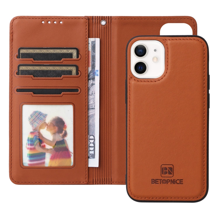 For iPhone 12 mini BETOPNICE BN-005 2 in 1 Detachable Imitate Genuine Leather Phone Case(Brown) - HoMEdemic™ 