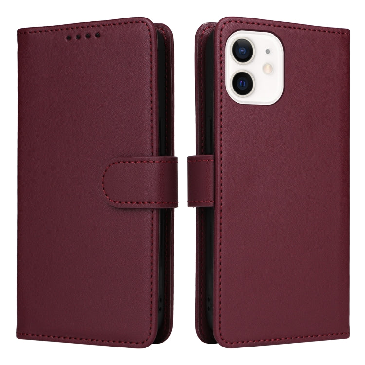 For iPhone 12 mini BETOPNICE BN-005 2 in 1 Detachable Imitate Genuine Leather Phone Case(Wine Red) - HoMEdemic™ 