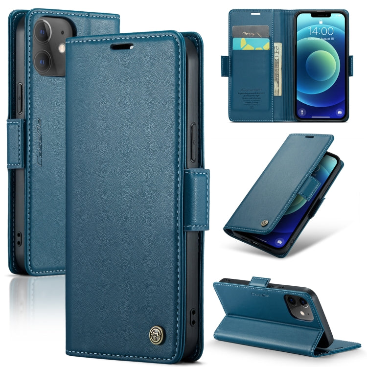 For iPhone 12 mini CaseMe 023 Butterfly Buckle Litchi Texture RFID Anti-theft Leather Phone Case(Blue) - HoMEdemic™ 