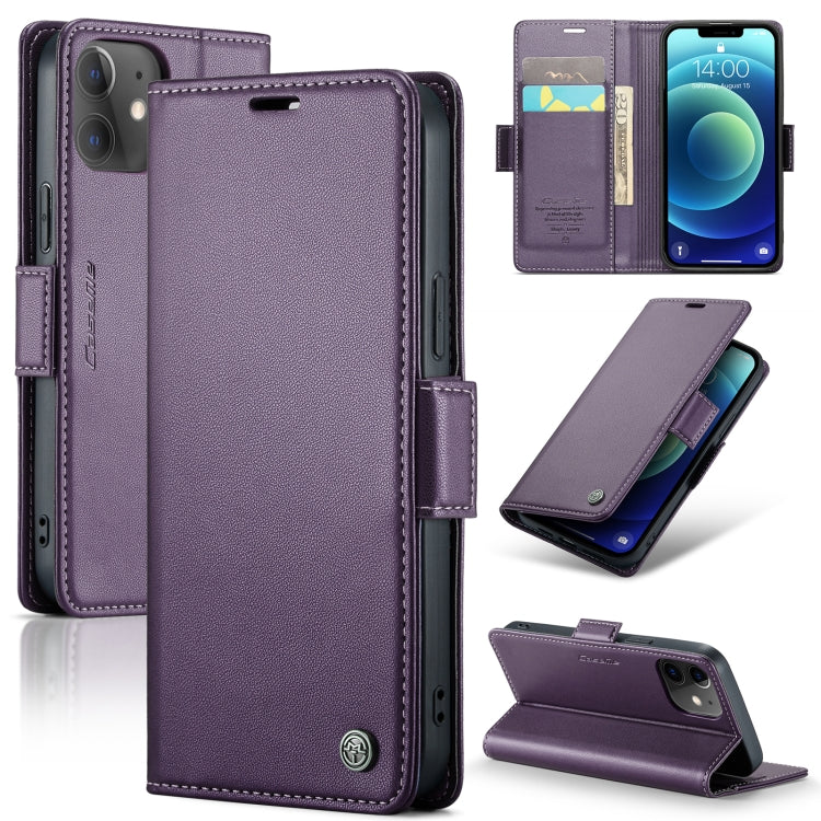 For iPhone 12 mini CaseMe 023 Butterfly Buckle Litchi Texture RFID Anti-theft Leather Phone Case(Pearly Purple) - HoMEdemic™ 