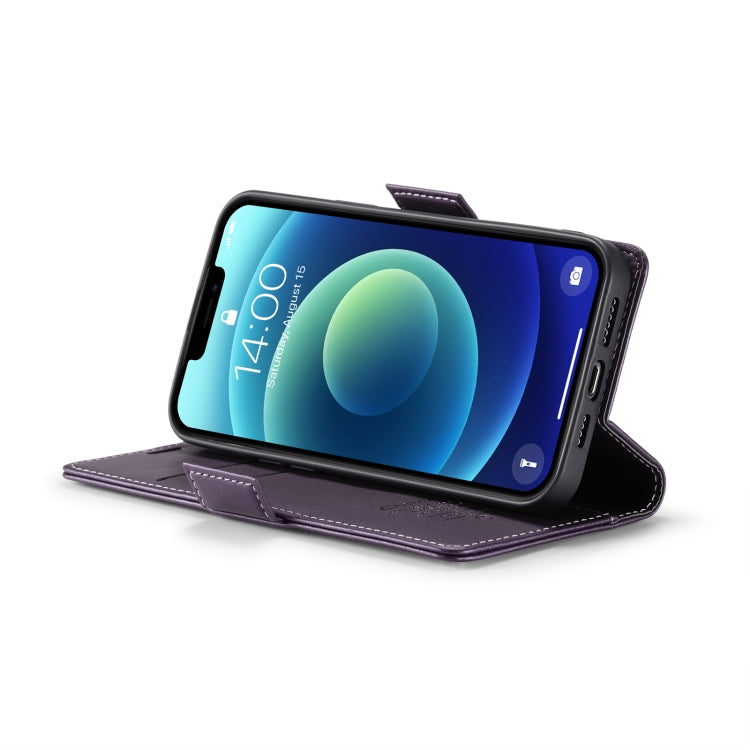 For iPhone 12 mini CaseMe 023 Butterfly Buckle Litchi Texture RFID Anti-theft Leather Phone Case(Pearly Purple) - HoMEdemic™ 