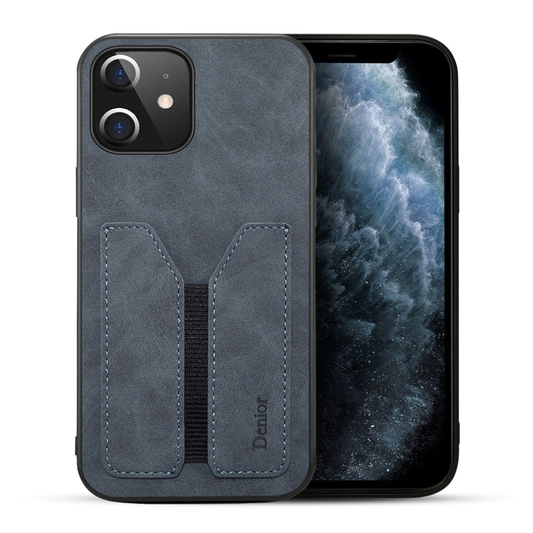 For iPhone 12 mini Denior DV Elastic Card PU Back Cover Phone Case(Grey) - HoMEdemic™ 