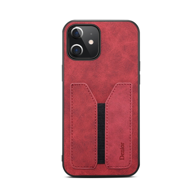 For iPhone 12 mini Denior DV Elastic Card PU Back Cover Phone Case(Red) - HoMEdemic™ 
