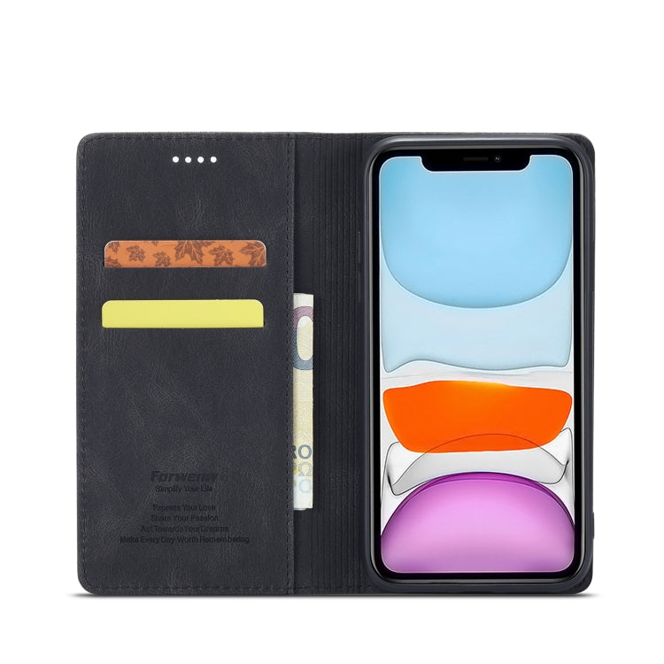 For iPhone 12 mini Forwenw F2 Series Magnetic Horizontal Flip Leather Case with Holder & Card Slots & Wallet (Black) - HoMEdemic™ 