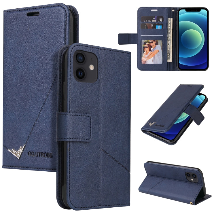 For iPhone 12 mini GQUTROBE Right Angle Leather Phone Case (Blue) - HoMEdemic™ 