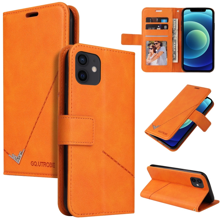 For iPhone 12 mini GQUTROBE Right Angle Leather Phone Case (Orange) - HoMEdemic™ 