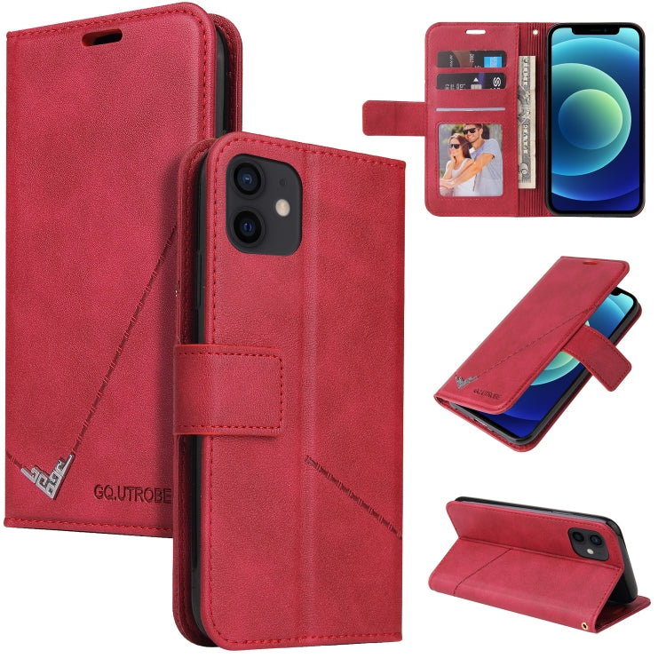 For iPhone 12 mini GQUTROBE Right Angle Leather Phone Case (Red) - HoMEdemic™ 