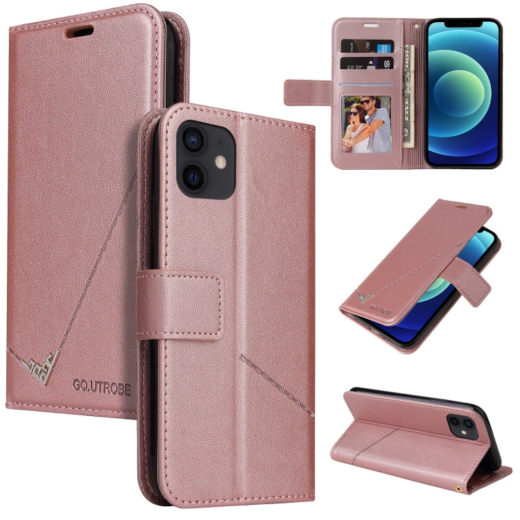 For iPhone 12 mini GQUTROBE Right Angle Leather Phone Case (Rose Gold) - HoMEdemic™ 
