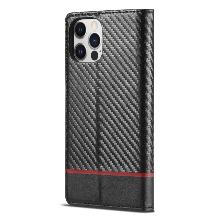 For iPhone 12 mini LC.IMEEKE Carbon Fiber PU + TPU Horizontal Flip Leather Case with Holder & Card Slot & Wallet (Horizontal Black) - HoMEdemic™ 