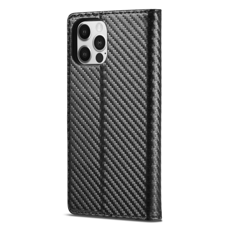 For iPhone 12 mini LC.IMEEKE Carbon Fiber PU + TPU Horizontal Flip Leather Case with Holder & Card Slot & Wallet (Vertical Black) - HoMEdemic™ 