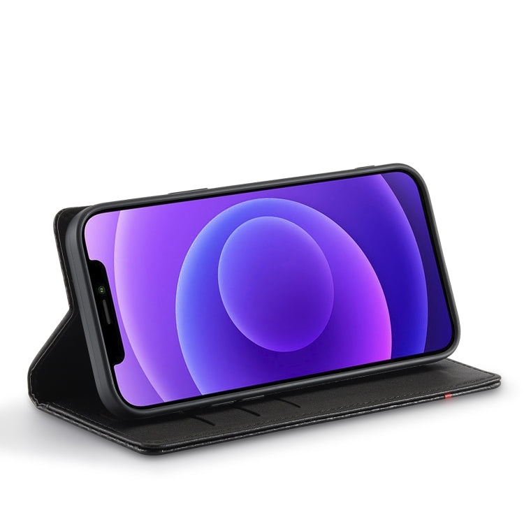 For iPhone 12 mini LC.IMEEKE Carbon Fiber PU + TPU Horizontal Flip Leather Case with Holder & Card Slot & Wallet (Vertical Black) - HoMEdemic™ 