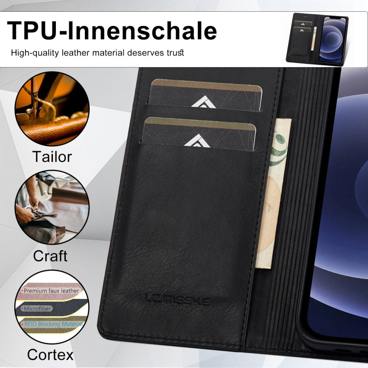 For iPhone 12 mini LC.IMEEKE RFID Anti-theft Leather Phone Case(Black) - HoMEdemic™ 