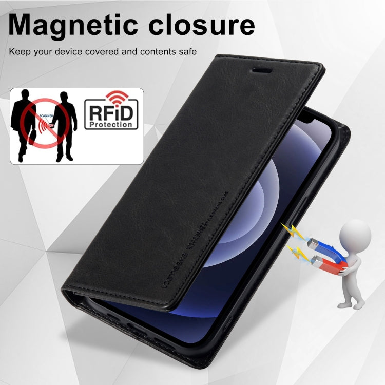 For iPhone 12 mini LC.IMEEKE RFID Anti-theft Leather Phone Case(Black) - HoMEdemic™ 