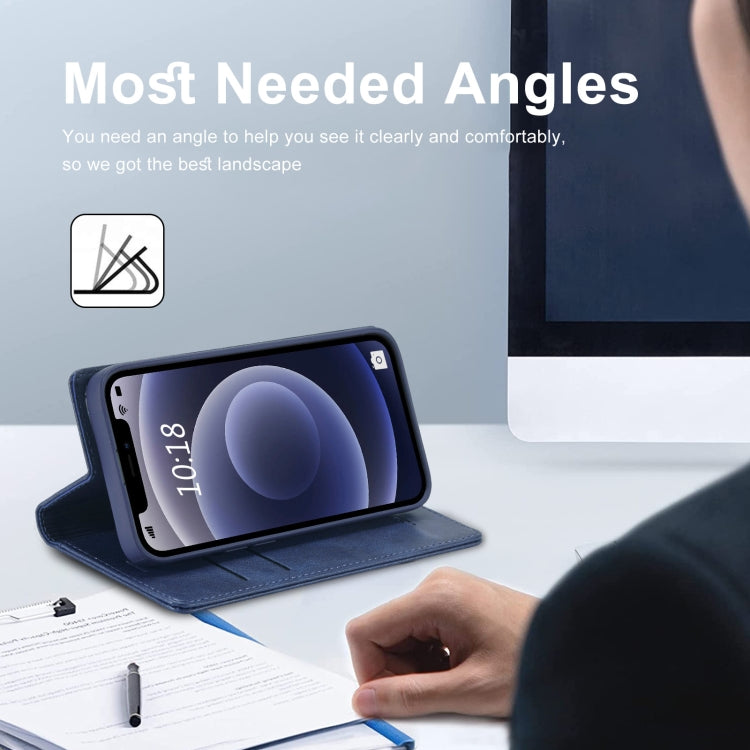 For iPhone 12 mini LC.IMEEKE RFID Anti-theft Leather Phone Case(Blue) - HoMEdemic™ 