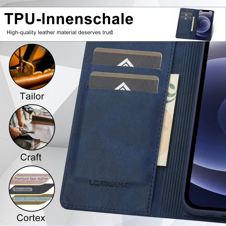 For iPhone 12 mini LC.IMEEKE RFID Anti-theft Leather Phone Case(Blue) - HoMEdemic™ 