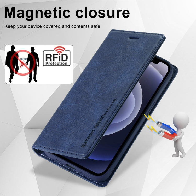 For iPhone 12 mini LC.IMEEKE RFID Anti-theft Leather Phone Case(Blue) - HoMEdemic™ 