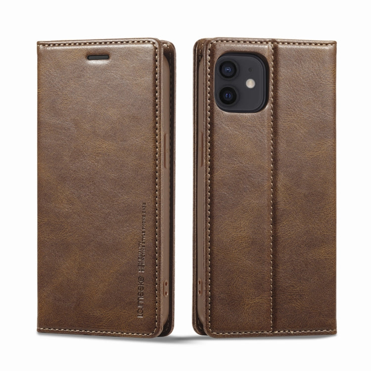 For iPhone 12 mini LC.IMEEKE RFID Anti-theft Leather Phone Case(Brown) - HoMEdemic™ 