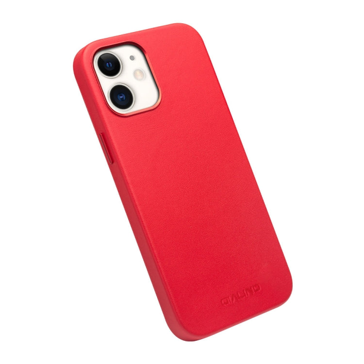 For iPhone 12 mini QIALINO Nappa Leather Shockproof Magsafe Case (Red) - HoMEdemic™ 