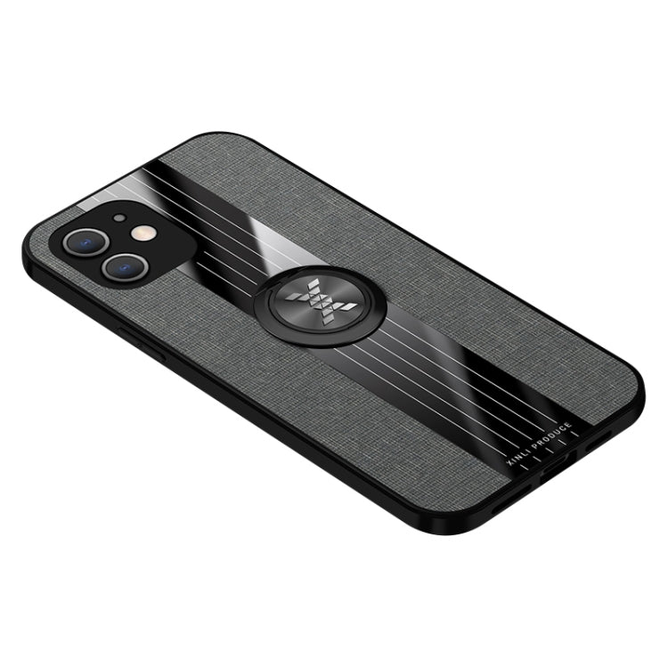 For iPhone 12 mini XINLI Stitching Cloth Textue Shockproof TPU Protective Case with Ring Holder (Grey) - HoMEdemic™ 