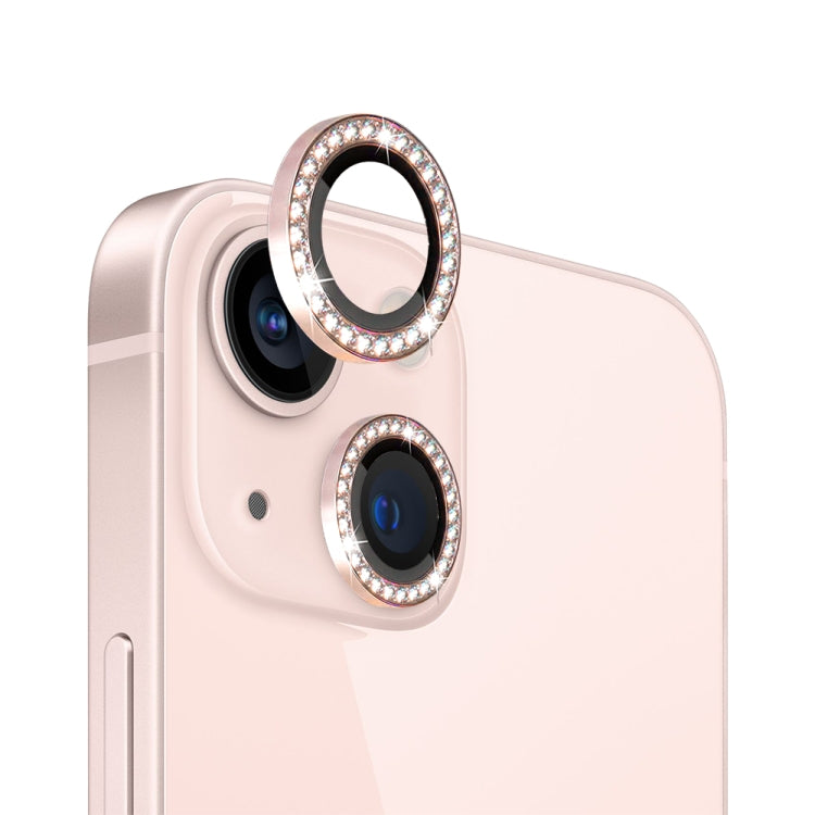 For iPhone 13 / 13 Mini NORTHJO Camera Lens Tempered Glass Metal Rhinestone Ring Film(Pink) - HoMEdemic™ 