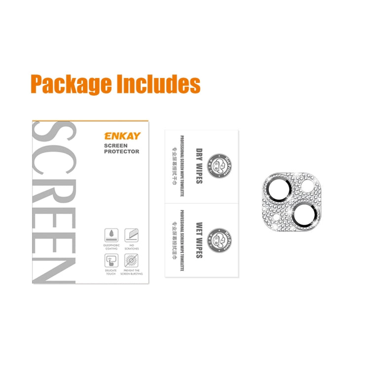 For iPhone 13 / 13 mini ENKAY Hat-Prince Blink Diamond Camera Lens Aluminium Alloy Tempered Glass Film(Silver) - HoMEdemic™ 