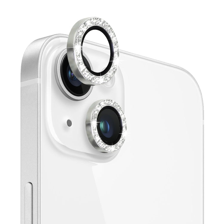 For iPhone 13 / 13 mini NORTHJO Camera Lens Tempered Glass Bling Glitter Metal Ring Film(Silver) - HoMEdemic™ 